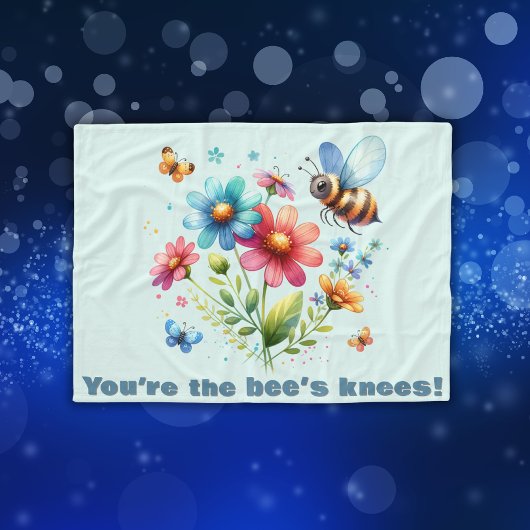 フローラ水彩モノグラムあなたはビーの膝 フリースブランケット