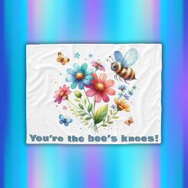 フローラ水彩モノグラムあなたはビーの膝 フリースブランケット