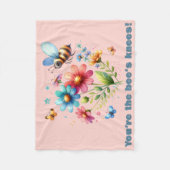 フローラ水彩モノグラムあなたはビーの膝 フリースブランケット (正面)