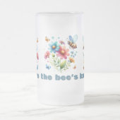フローラ水彩モノグラムあなたはビーの膝 フロストグラスビールジョッキ (中央)