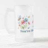 フローラ水彩モノグラムあなたはビーの膝 フロストグラスビールジョッキ (左)