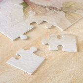 フローラ水彩モノグラムピンクさくらんぼ花 ジグソーパズル (側面)