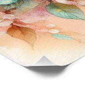 フローラ水彩モノグラムピンクさくらんぼ花 ポスター (コーナー)