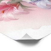 フローラ水彩モノグラムピンクのユリの花 ポスター (コーナー)
