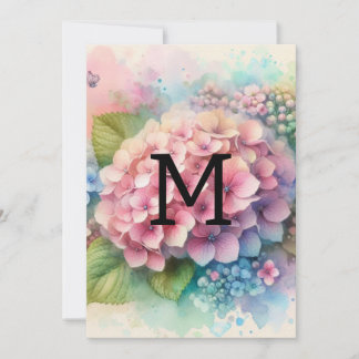 フローラ水彩モノグラムピンクアジサイ 招待状