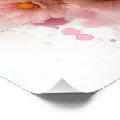 フローラ水彩モノグラムピンクデイジー花 ポスター (コーナー)