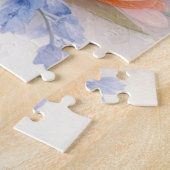 フローラ水彩モノグラムピンク紫色のチューリップ ジグソーパズル (側面)