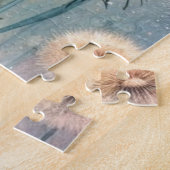 フローラ水彩モノグラムピンク青タンポポ ジグソーパズル (側面)