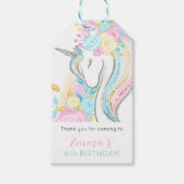 フローラ水彩ユニコーンガール誕生日の好意 ギフトタグ (正面)
