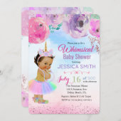 フローラ水彩ユニコーンベビーシャワー招待状 招待状 (正面/裏面)