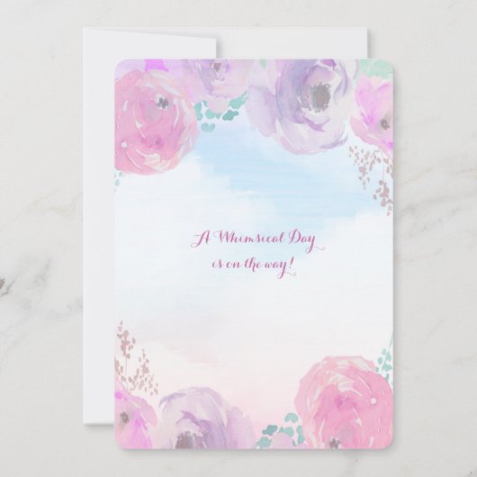 フローラ水彩ユニコーンベビーシャワー招待状 招待状 (裏面)