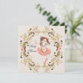 フローラ水彩リースバレリーナベビーシャワー 招待状 (スタンド正面)