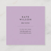 フローラ水彩リース紫色の青い花 スクエア名刺 (裏面)