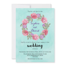 フローラ水彩リース結婚式招待状