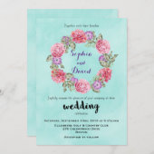 フローラ水彩リース結婚式招待状 招待状 (正面/裏面)