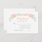 フローラ水彩リース結婚式RSVPカード 出欠カード (正面/裏面)