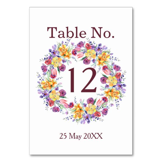 フローラ水彩リース表番号カード テーブルナンバー (裏面)