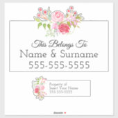 フローラ水彩リース |名前をカスタムするラベルラベル シール (シート)