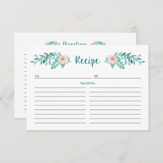 フローラ水彩レシピカード エンクロージャーカード (正面/裏面)