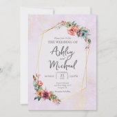 フローラ水彩ワイルドフラワージオメトリック結婚ス 招待状 (正面)