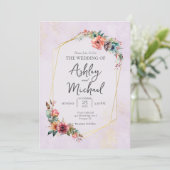 フローラ水彩ワイルドフラワージオメトリック結婚ス 招待状 (スタンド正面)