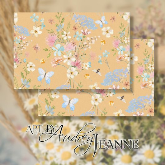 フローラ水彩ワイルドフラワーバタフライデコップ 薄葉紙