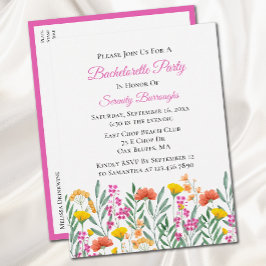 フローラ水彩ワイルドフラワーバチェロレッテ インビテーションポストカード