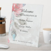 フローラ水彩ワイルドフラワーバラ結婚の歓迎 台座サイン (インサイチュ)