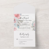 フローラ水彩ワイルドフラワーバラ結婚ズ オールインワン招待状 (内側)