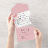 フローラ水彩ワイルドフラワーバラ結婚ズ オールインワン招待状 (貼ってはがせる)