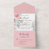 フローラ水彩ワイルドフラワーバラ結婚ズ オールインワン招待状 (内側)