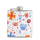 フローラ水彩ワイルドフラワーパターン フラスク (正面)