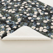 フローラ水彩ワイルドフラワーピンク葉ブルー シェルパブランケット (3/4)