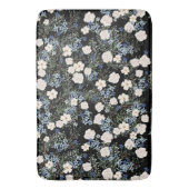 フローラ水彩ワイルドフラワーピンク葉ブルー バスマット (正面縦)