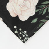 フローラ水彩ワイルドフラワーピンク葉ブルー フリースブランケット (角)