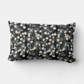 フローラ水彩ワイルドフラワーピンク葉ブルー ランバークッション (裏面)
