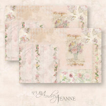 フローラ水彩ヴィンテージピンク花コラージュアート