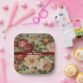 フローラ水彩ヴィンテージ収モダン集 ペーパープレート (パーティー)