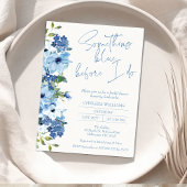 フローラ水彩何か青ブライダルシャワー 招待状
