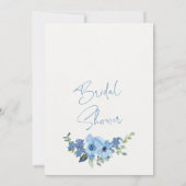 フローラ水彩何か青ブライダルシャワー 招待状 (裏面)