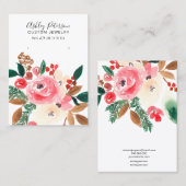 フローラ水彩冬ジュエリーイヤリング 名刺 (正面/裏面)