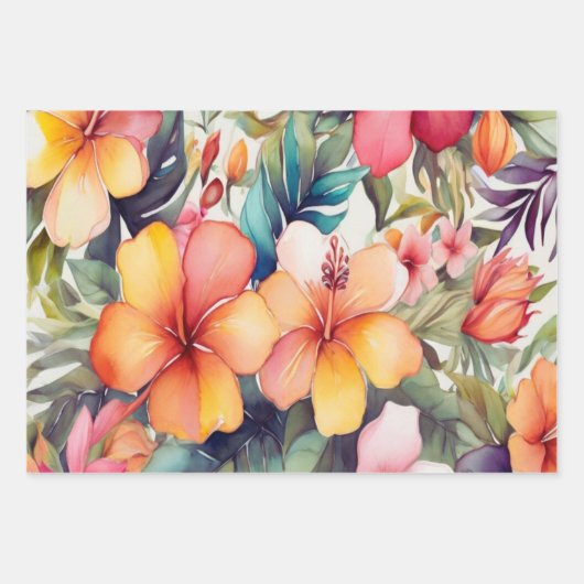 フローラ水彩包みシート ラッピングペーパーシート (正面3)