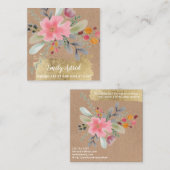 フローラ水彩化粧ヘアスクリプト金ゴールドクラフト スクエア名刺 (正面/裏面)