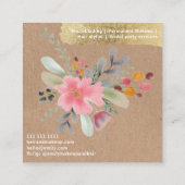 フローラ水彩化粧ヘアスクリプト金ゴールドクラフト スクエア名刺 (裏面)