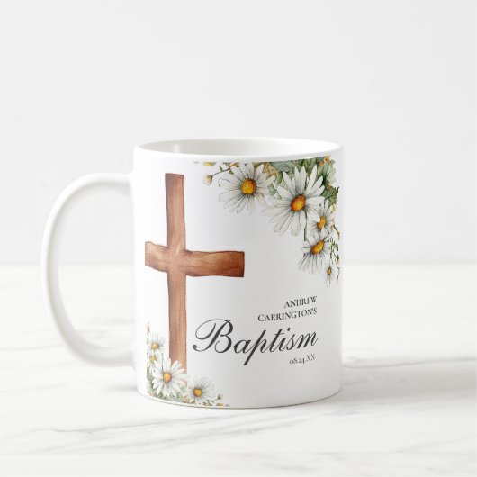フローラ水彩十字洗礼 コーヒーマグカップ (左)