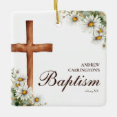 フローラ水彩十字洗礼 セラミックオーナメント (正面)
