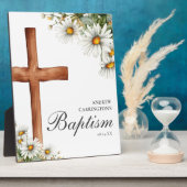フローラ水彩十字洗礼 フォトプラーク (側面)