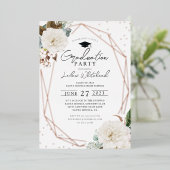 フローラ水彩卒業パーティー 箔招待状 (立ち正面)