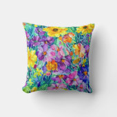 フローラ水彩可愛い柄 クッション (正面)