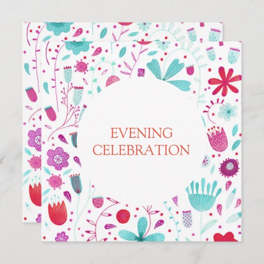 フローラ水彩夕べ結婚ズ 招待状 (正面/裏面)